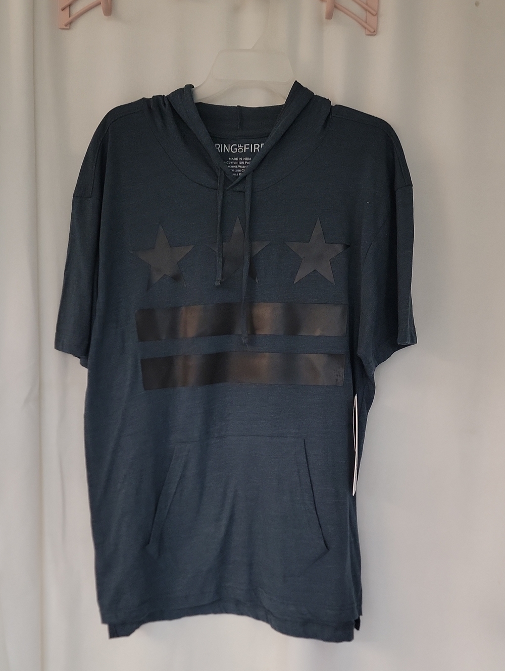 Ring of Fire Dark Navy Short-Sleeve Hooded Graphic Tee